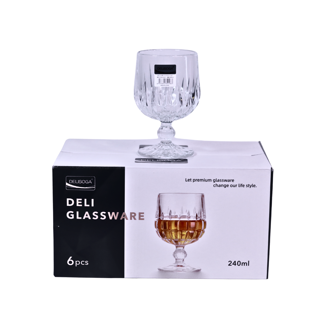 طقم كؤوس زجاجية DELISOGA – 6 قطع (240 مل)
