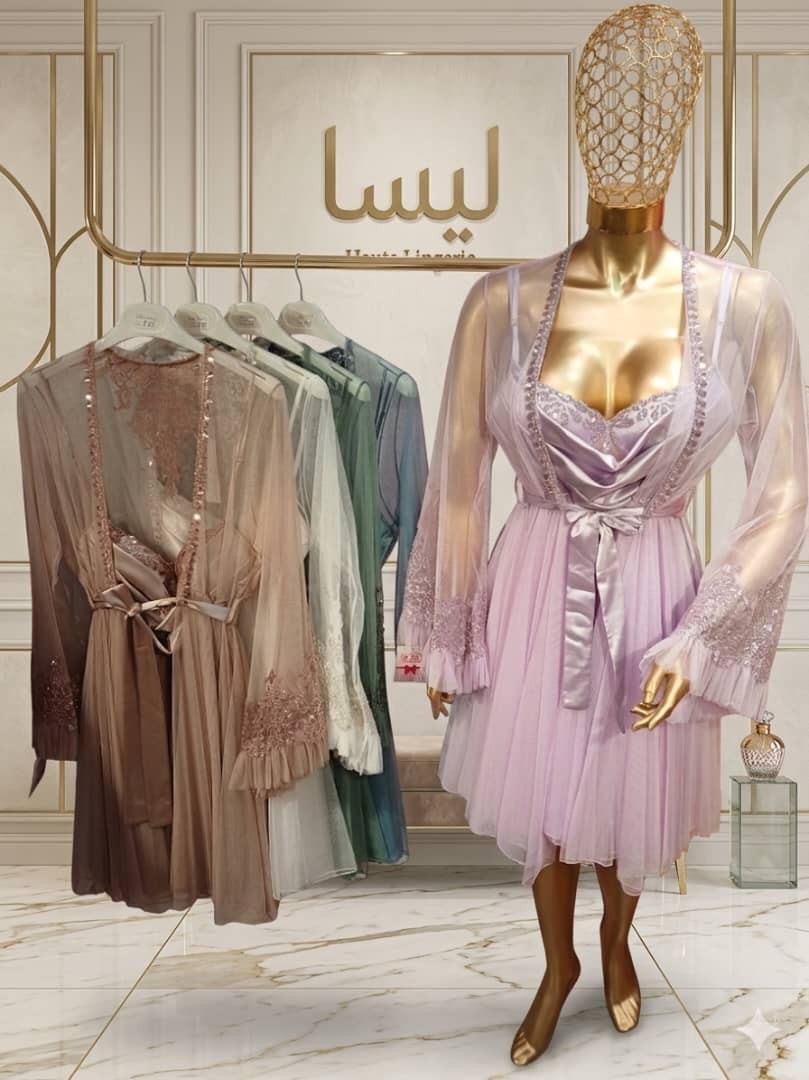 صباحية عروس قصيرة بكم غلتر وشك يدوي