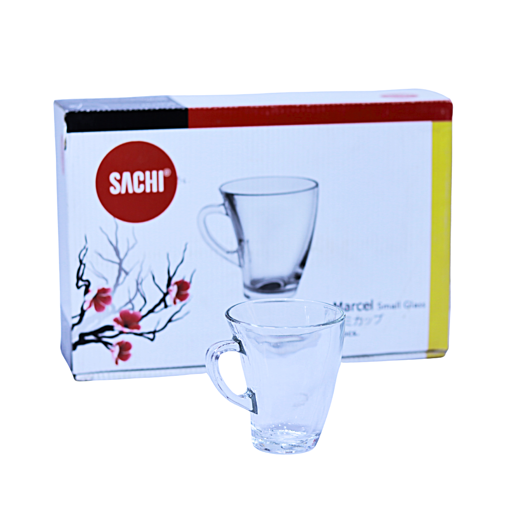 طقم كاسات شاي زجاجية SACHI بيد – 6 قطع