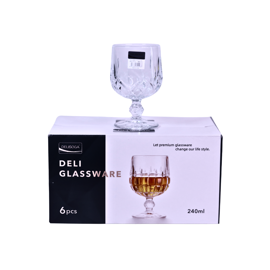 طقم كؤوس زجاجية DELISOGA – 6 قطع (240 مل)