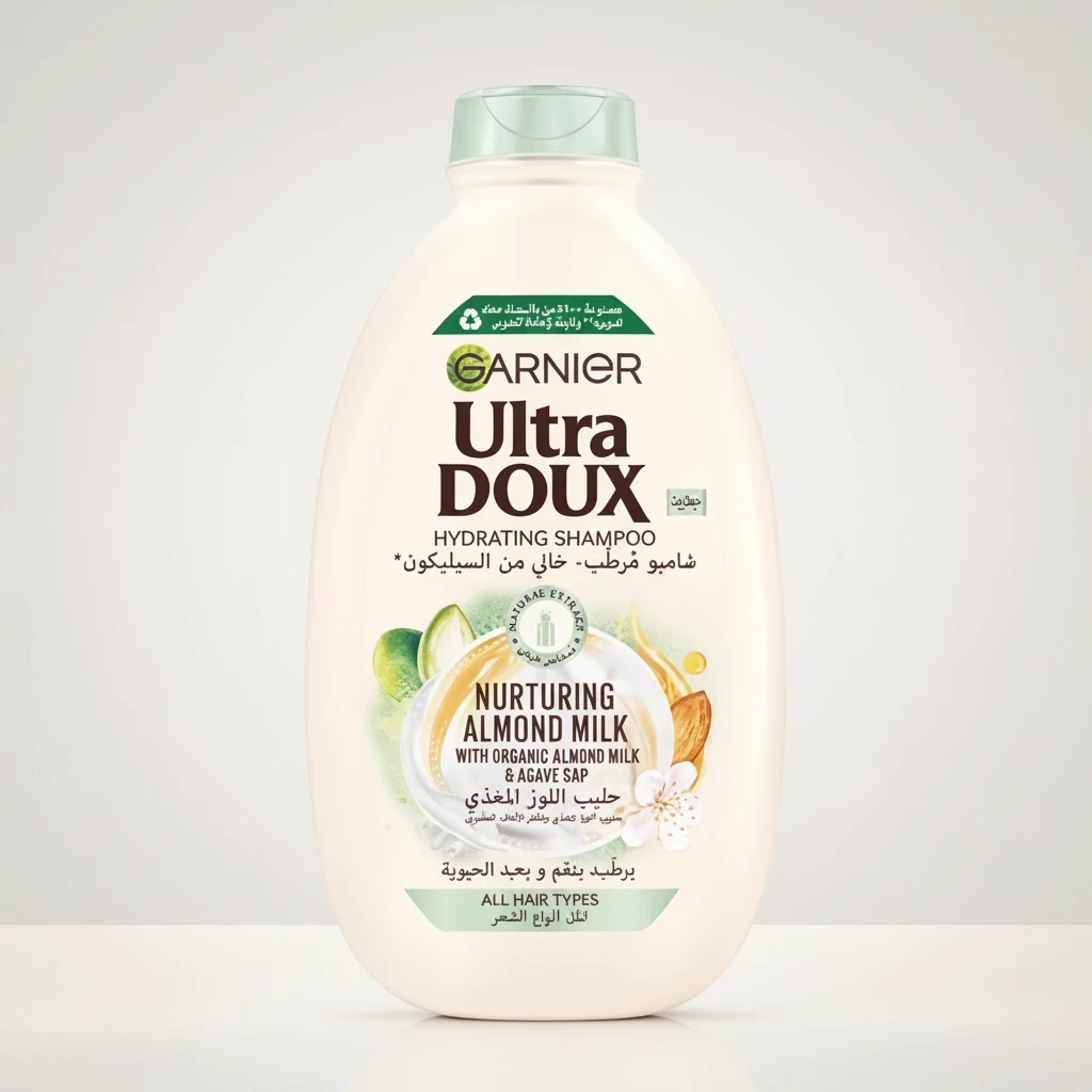 شامبو Garnier Ultra Doux المرطب بحليب اللوز وصمغ الأغاف
